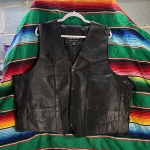 Genuine Leather Black Vest for Men